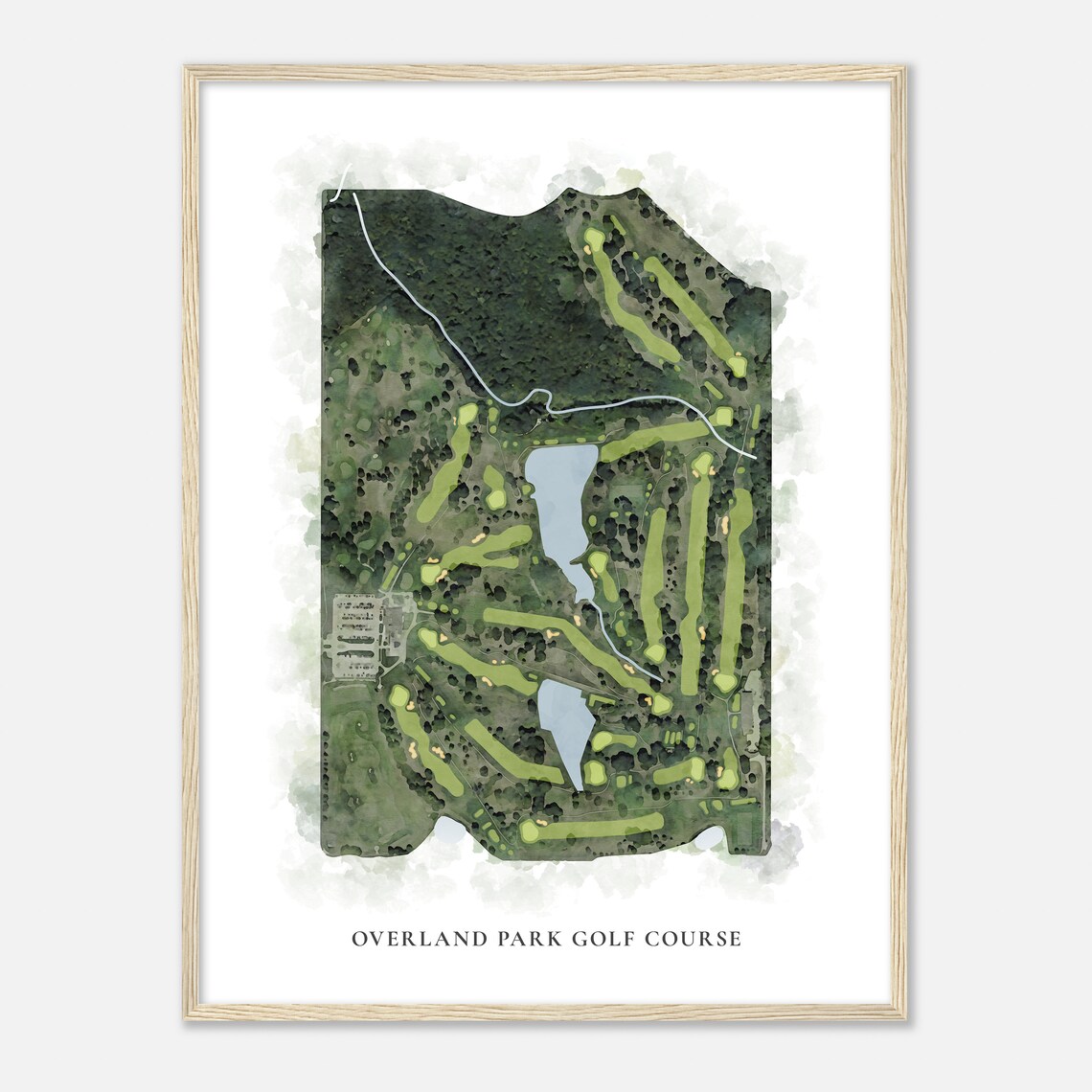 Overland Park Golf Course Watercolor Style Golf Course Map Poster - Image 2