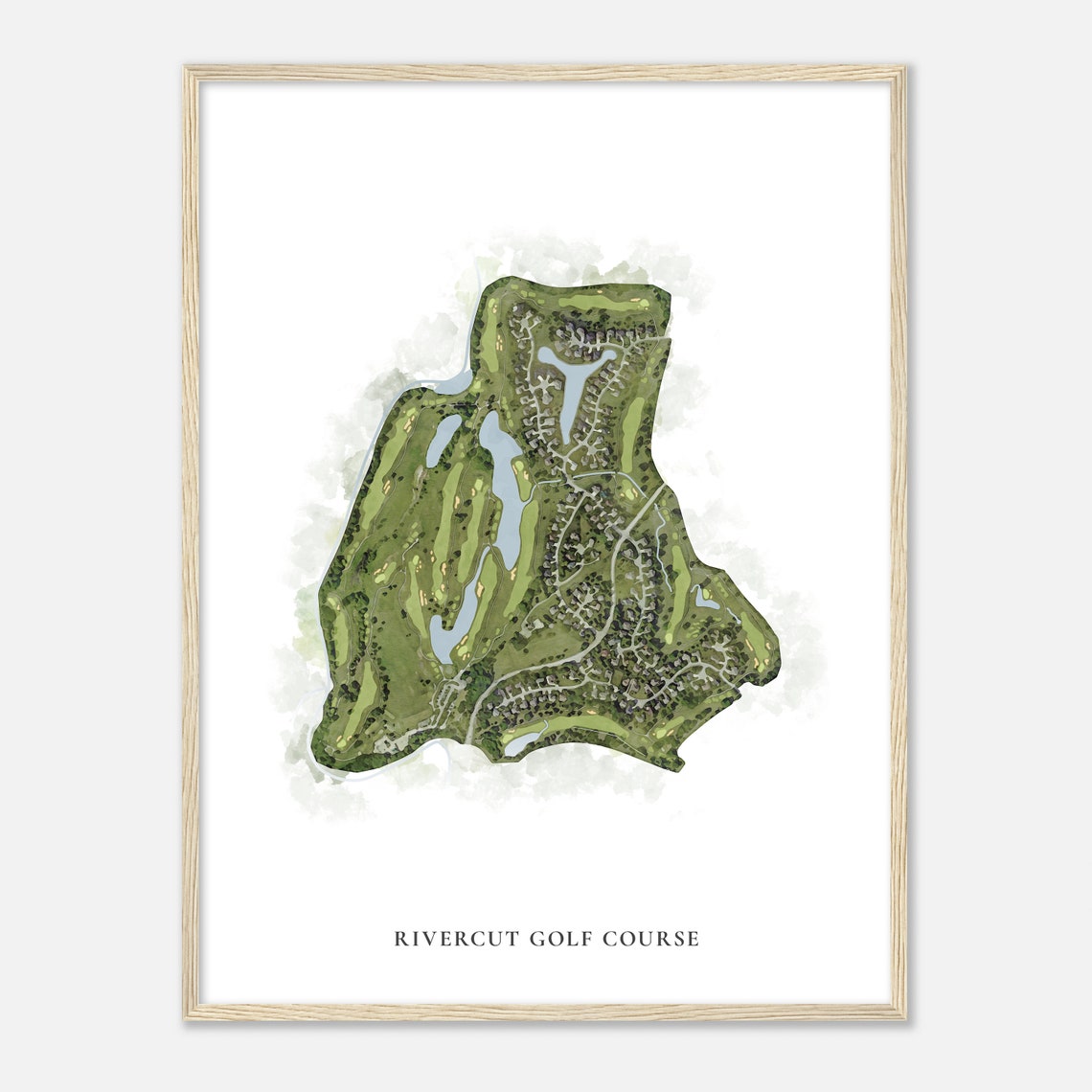 Rivercut Golf Course Missouri Classic Watercolor Map Golfer Gift Golf Wall Art Golf Poster Print Course Layout