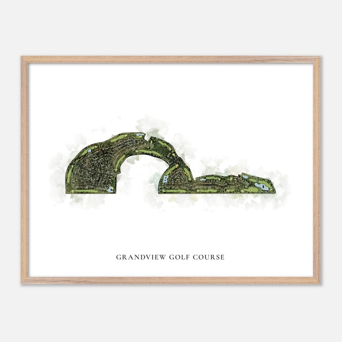 Grandview Golf Course Classic Watercolor Golf Course Map Poster