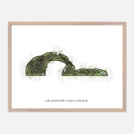 Grandview Golf Course Classic Watercolor Golf Course Map Poster