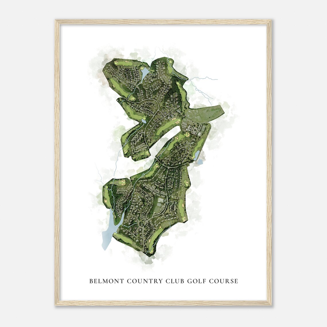 Belmont Country Club Golf Course Virginia Watercolor Map - Image 2