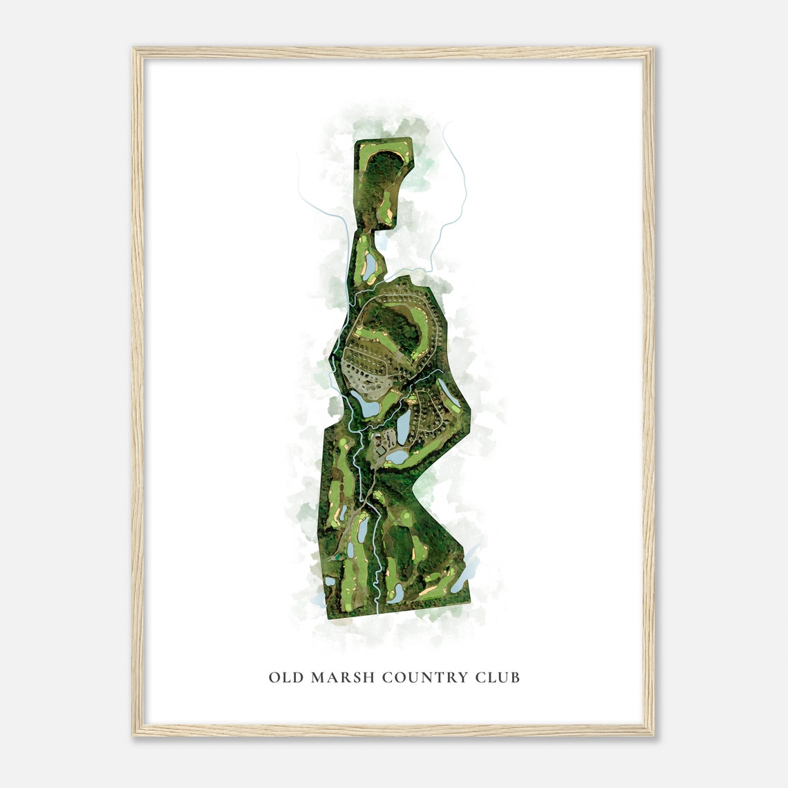 Old Marsh Country Club Aerial Watercolor Golf Course Map Wall Art - Image 2