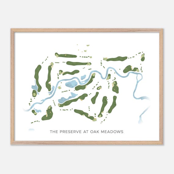 The Preserve At Oak Meadows In Wood Dale Illinois Modern Watercolor Map Golfer Gift Golf Wall Art Golf Poster Print