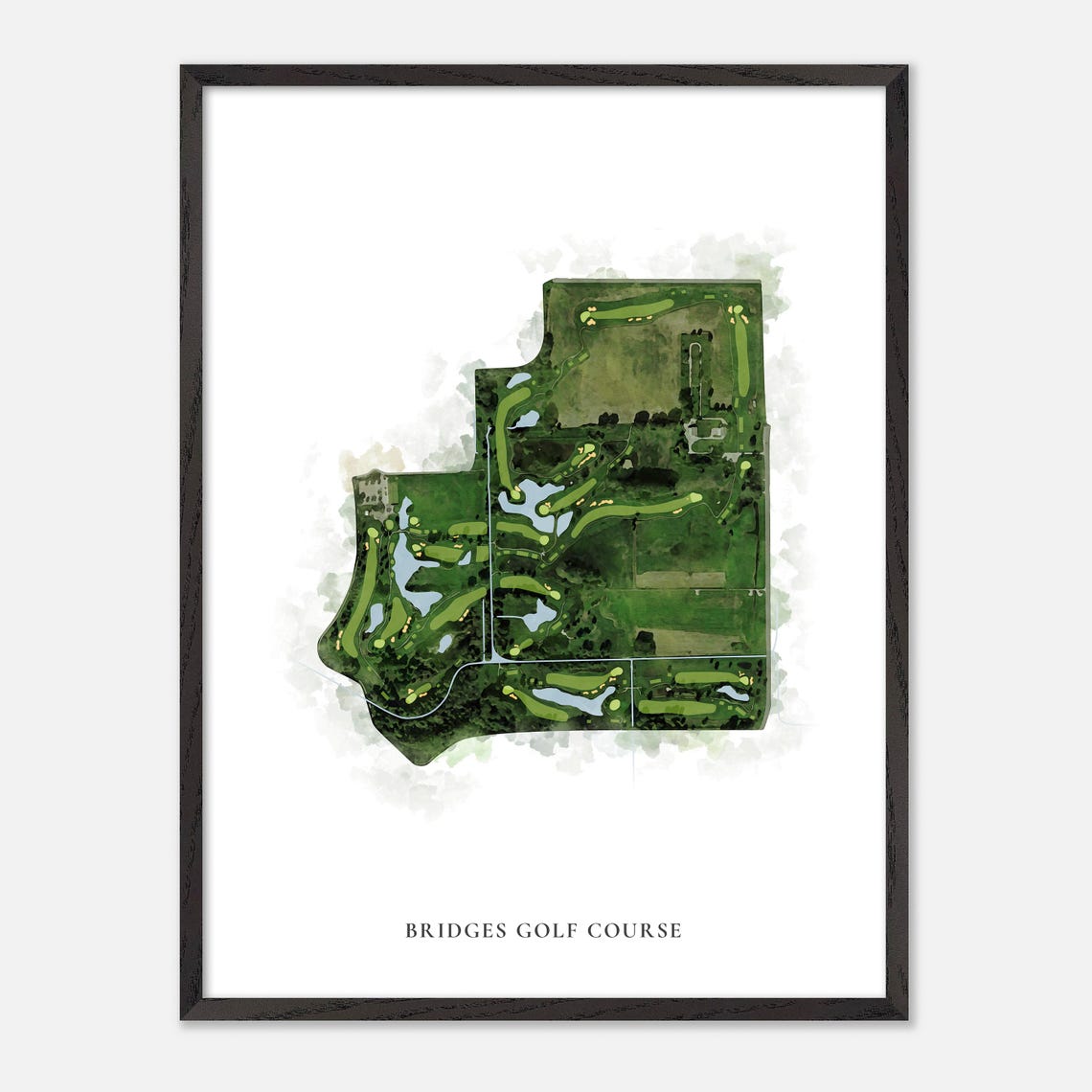Bridges Golf Course Classic Watercolor Aerial Map Art Poster - Image 3
