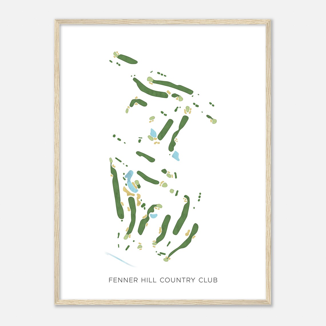 Fenner Hill Country Club Rhode Island Modern Watercolor Map Poster - Image 2