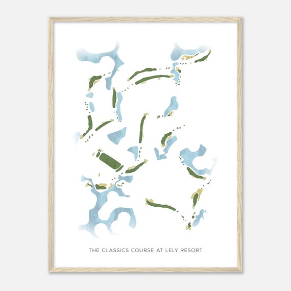 The Classics Course At Lely Resort Florida Modern Watercolor Map Golfer Gift Golf Wall Art Golf Poster Print Course Layout