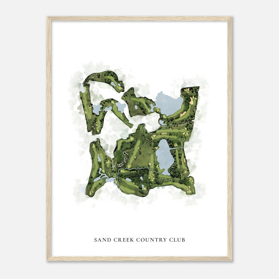 Sand Creek Country Club Watercolor Aerial Map Golfer Gift Poster - Image 2