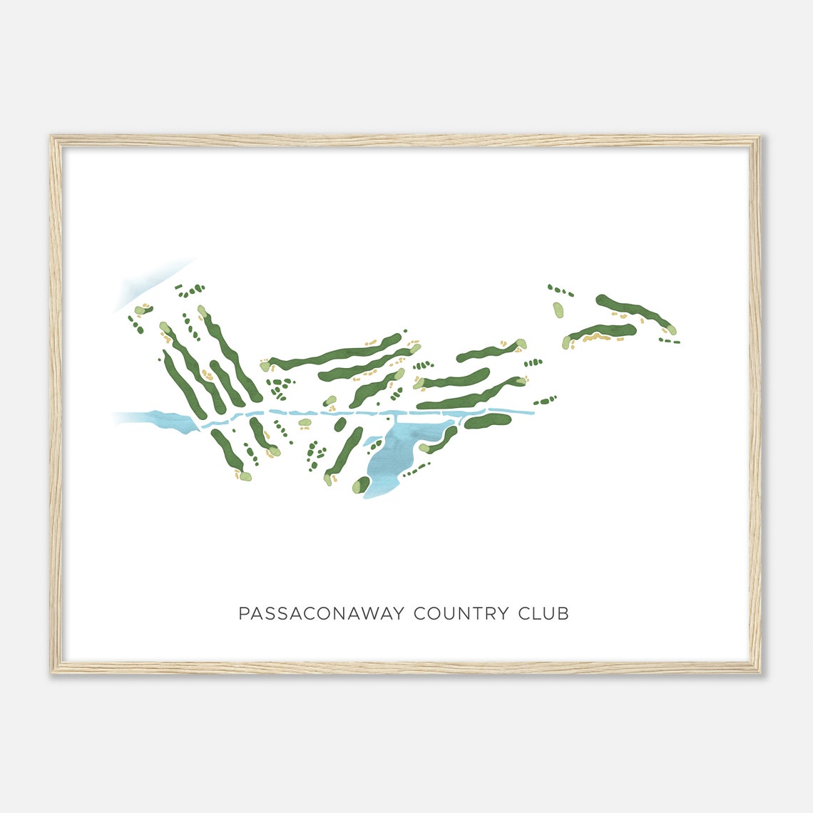 Passaconaway Country Club Minimalist Modern Aerial Golf Map Poster