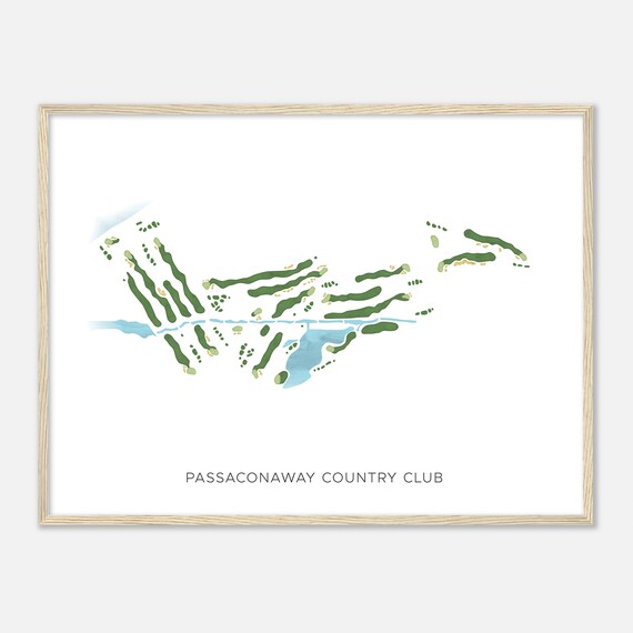 Passaconaway Country Club New Hampshire Modern Watercolor Map Golfer Gift Golf Wall Art Golf Poster Print Course Layout