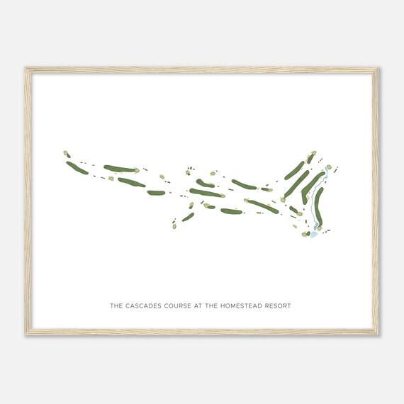 The Cascades Course At The Homestead Resort Modern Watercolor Golf Map Poster