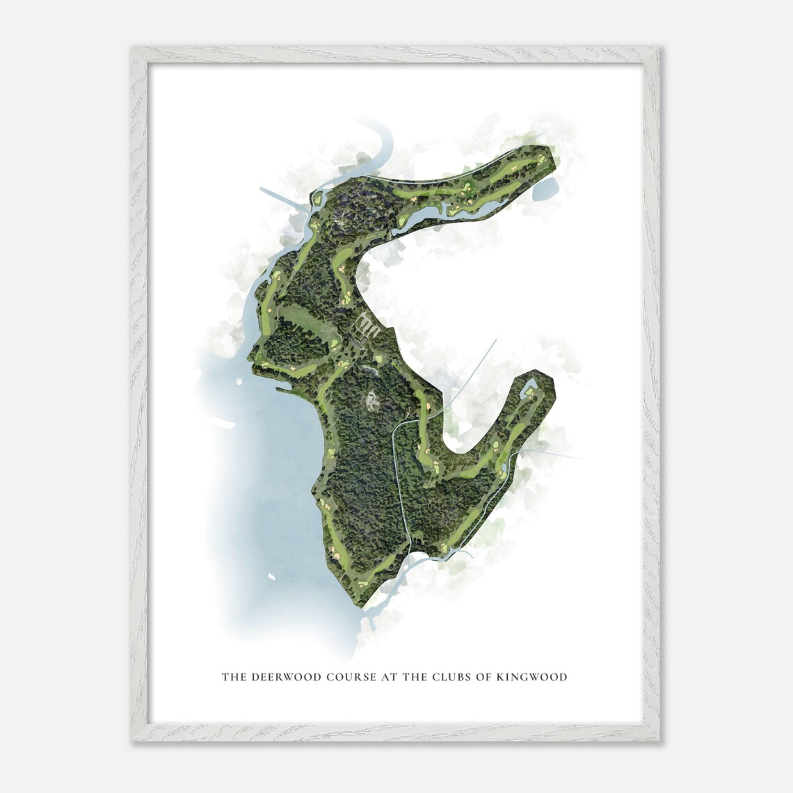 Deerwood Course Clubs of Kingwood Watercolor Aerial Map Poster - Image 2