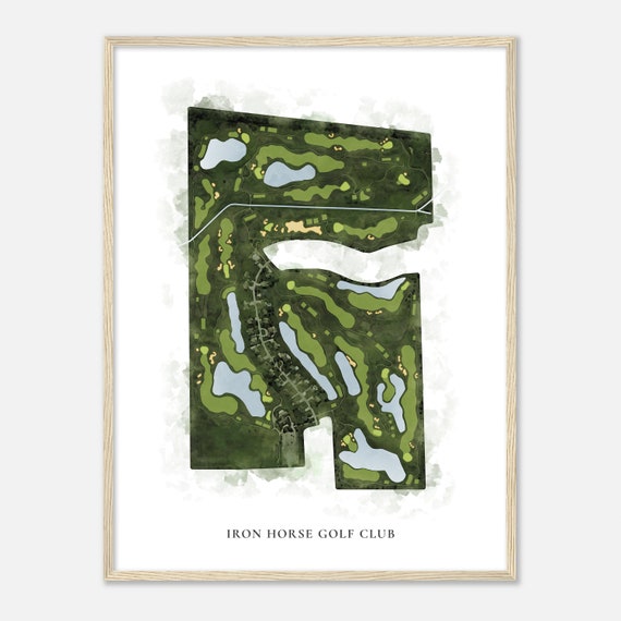 Iron Horse Golf Club Illinois Classic Watercolor Map Golfer Gift Golf Wall Art Golf Poster Print Course Layout