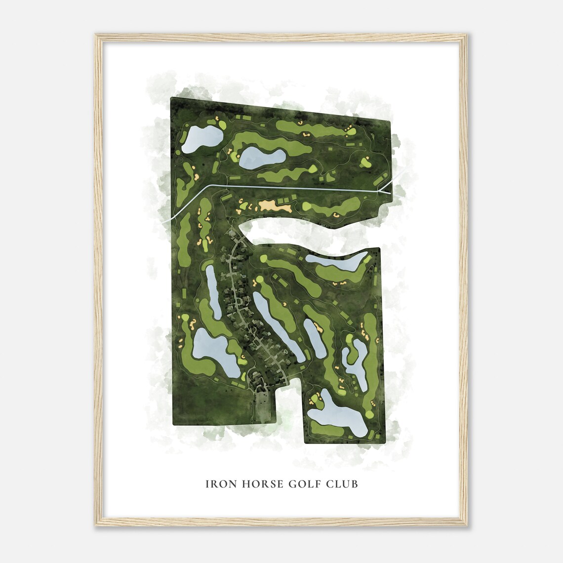 Iron Horse Golf Club Watercolor Aerial Map Course Art Poster