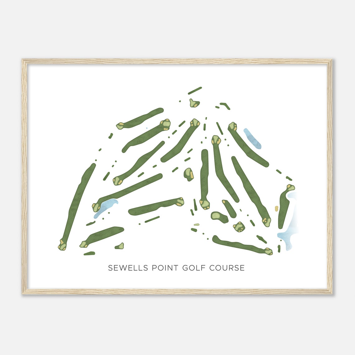 Sewells Point Golf Course Virginia Modern Watercolor Map Golf Poster - Image 2