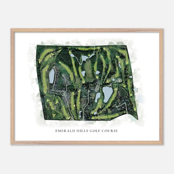 Emerald Hills Golf Course Classic Aerial Watercolor Golf Map Poster