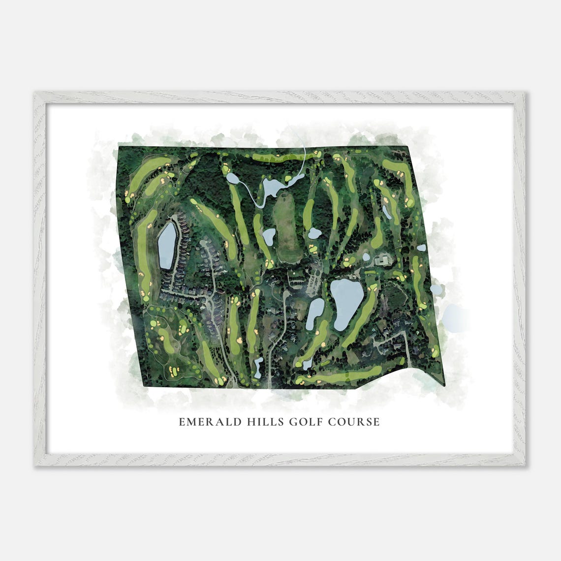 Emerald Hills Golf Course Classic Aerial Watercolor Golf Map Poster - Image 3