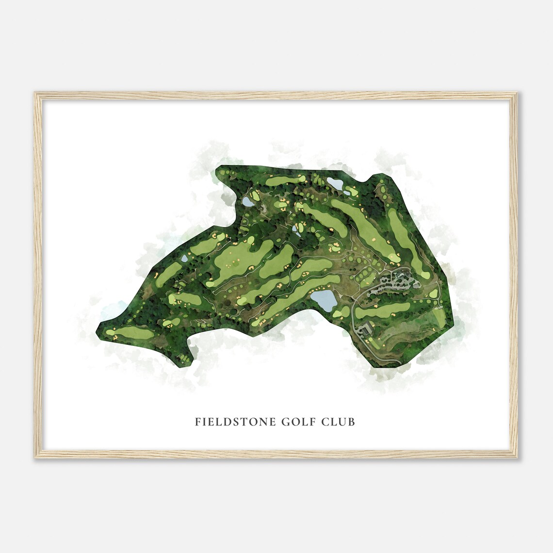 Fieldstone Golf Club Classic Watercolor Golf Course Map Poster