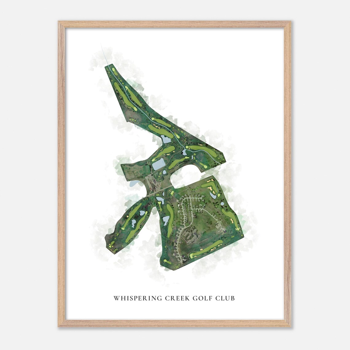 Whispering Creek Golf Club Aerial Course Map Watercolor Art Poster - Image 2