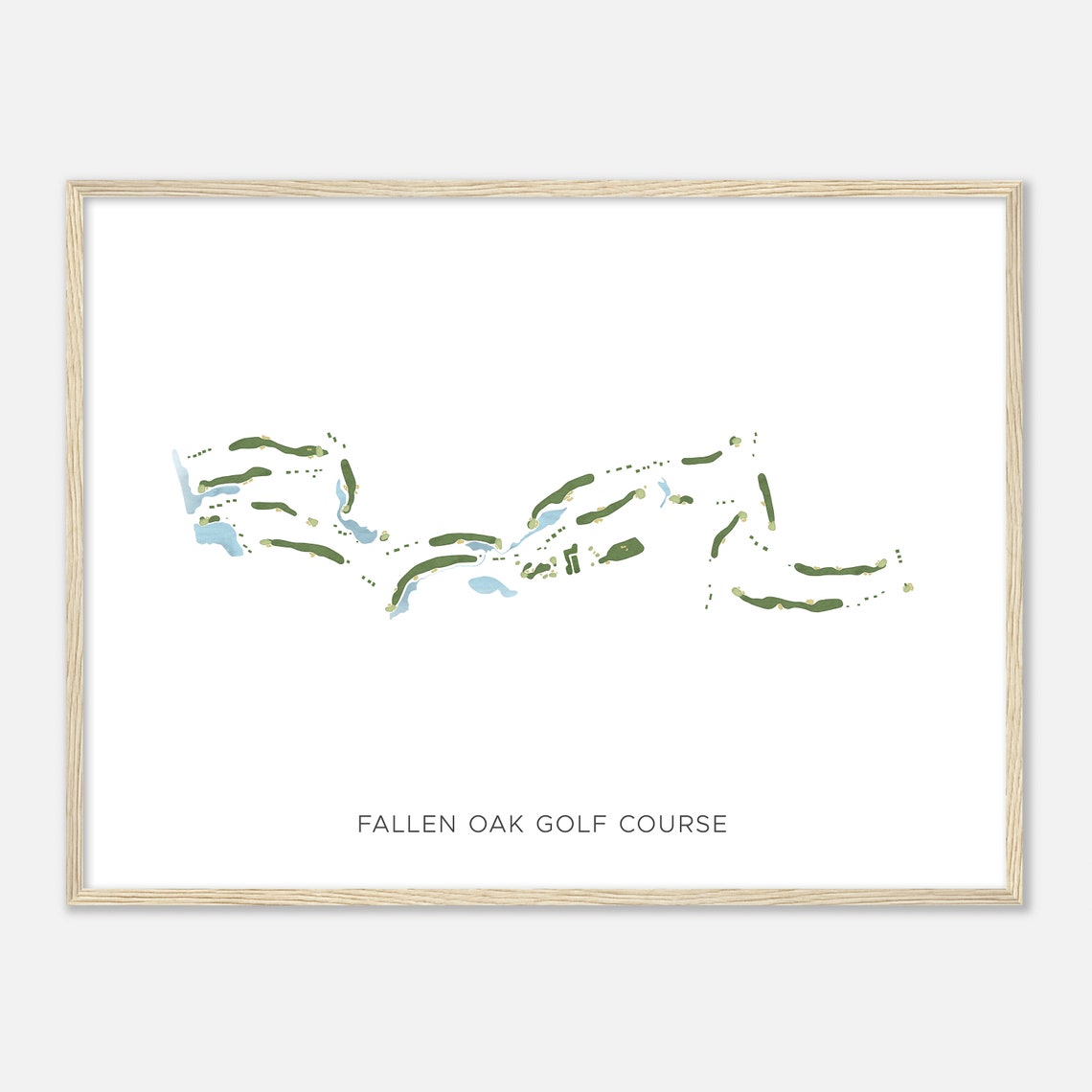 Fallen Oak Golf Course Mississippi Modern Watercolor Map Poster