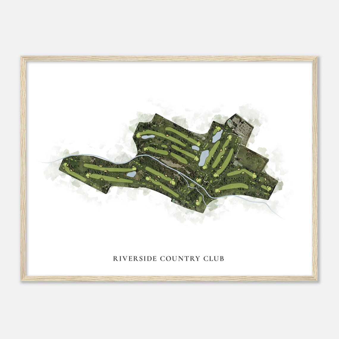 Riverside Country Club Classic Watercolor Golf Course Map Poster - Image 2