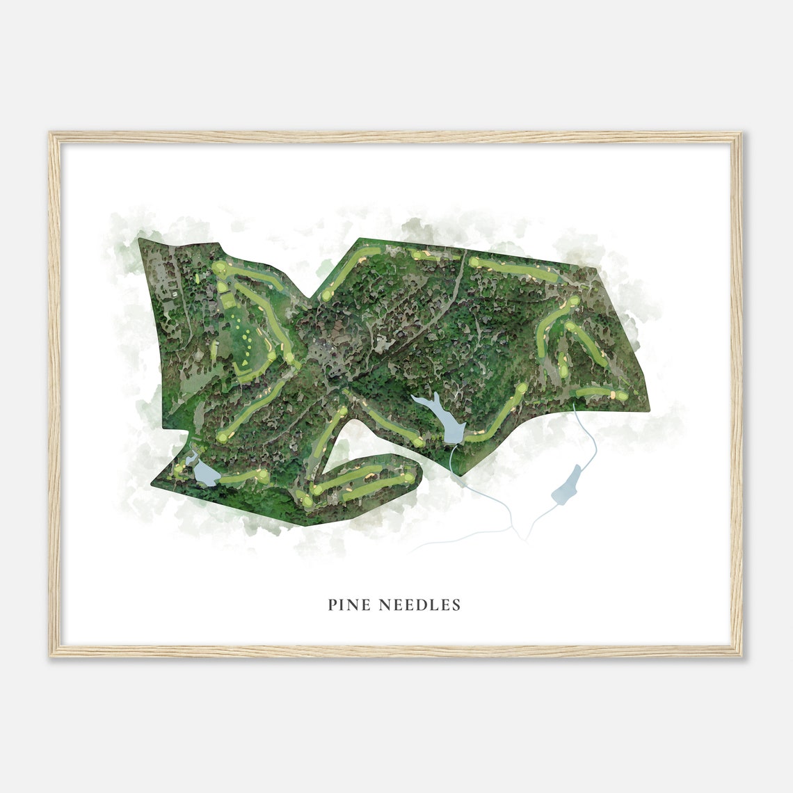Pine Needles Golf Resort Aerial Watercolor Course Map Wall Art - Image 2