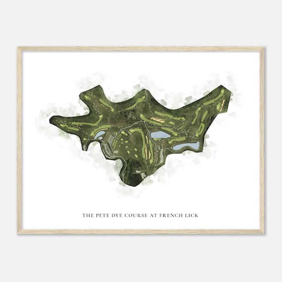 The Pete Dye Course At French Lick Indiana Classic Watercolor Map Golfer Gift Golf Wall Art Golf Poster Print Course Layout