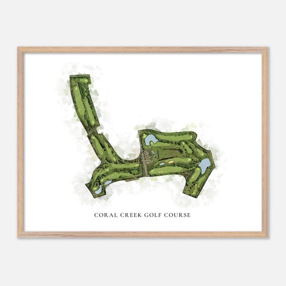 Coral Creek Golf Course In Ewa Beach Hawaii Classic Watercolor Map Golfer Gift Golf Wall Art Golf Poster Print Course Layout