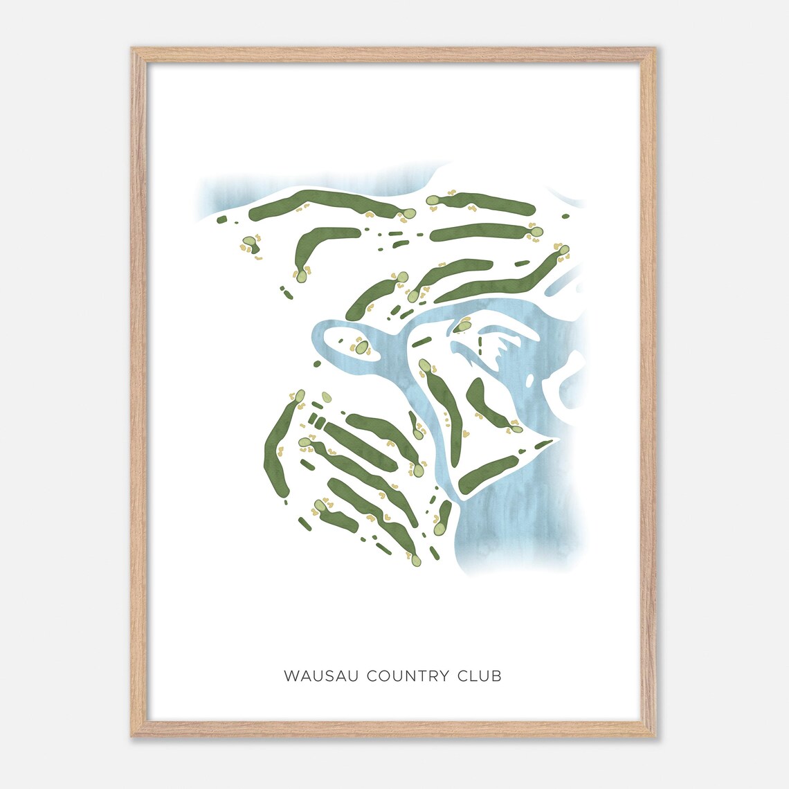 Wausau Country Club Wisconsin Modern Watercolor Golf Course Map Poster - Image 2