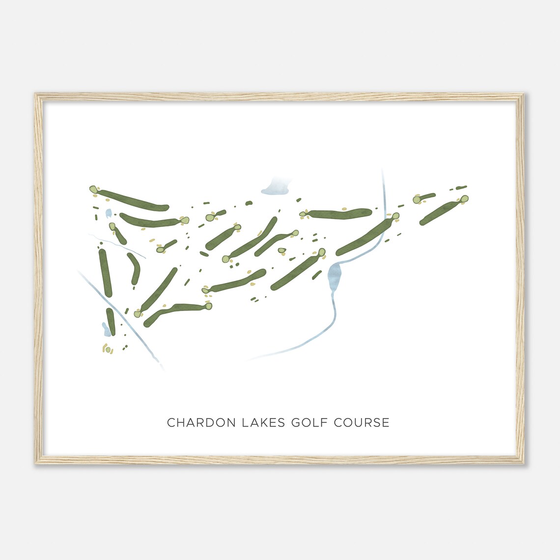 Chardon Lakes Golf Course Ohio Watercolor Map Print