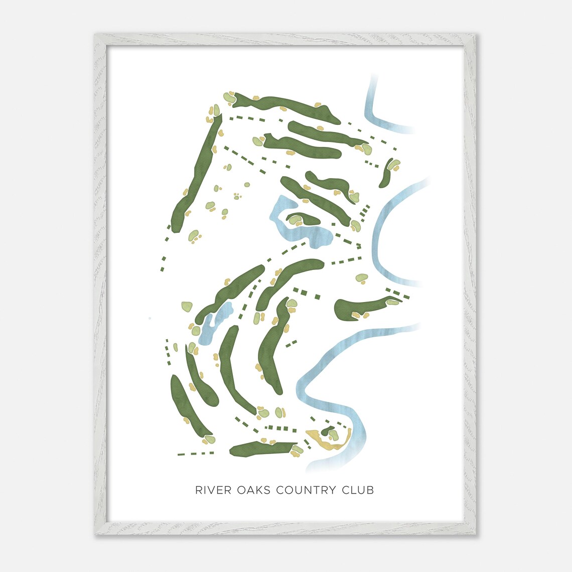 River Oaks Country Club Houston Texas Modern Watercolor Map Golf Poster - Image 2