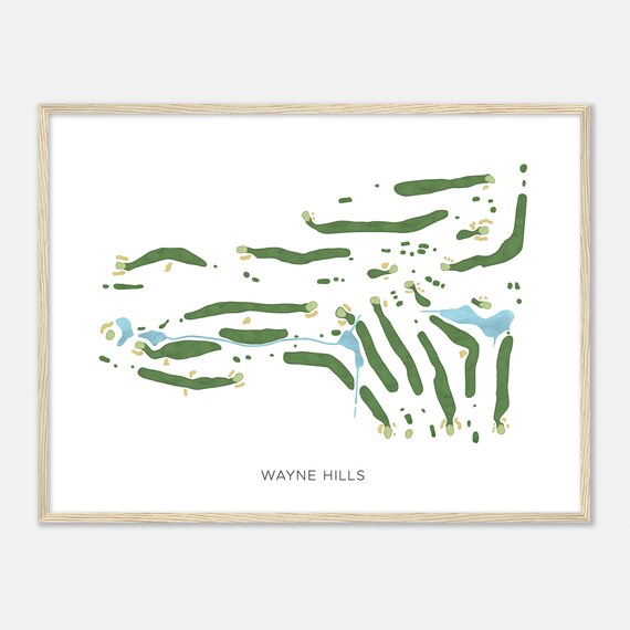 Wayne Hills New York Modern Watercolor Map Golfer Gift Golf Wall Art Golf Poster Print Course Layout