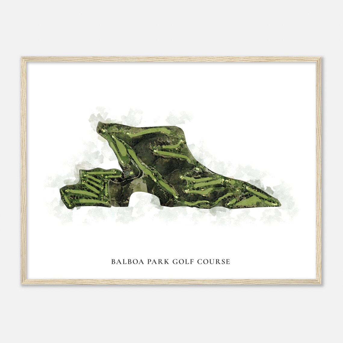 Balboa Park Golf Course California Classic Watercolor Map Golfer Gift Golf Wall Art Golf Poster Print Course Layout