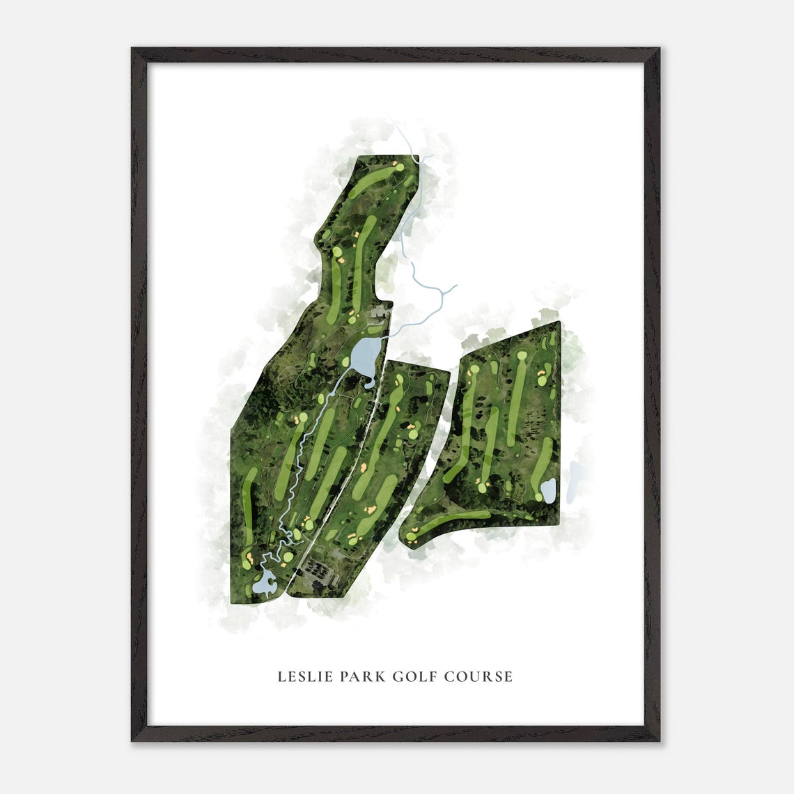 Leslie Park Golf Course Classic Watercolor Aerial Map Poster - Image 3