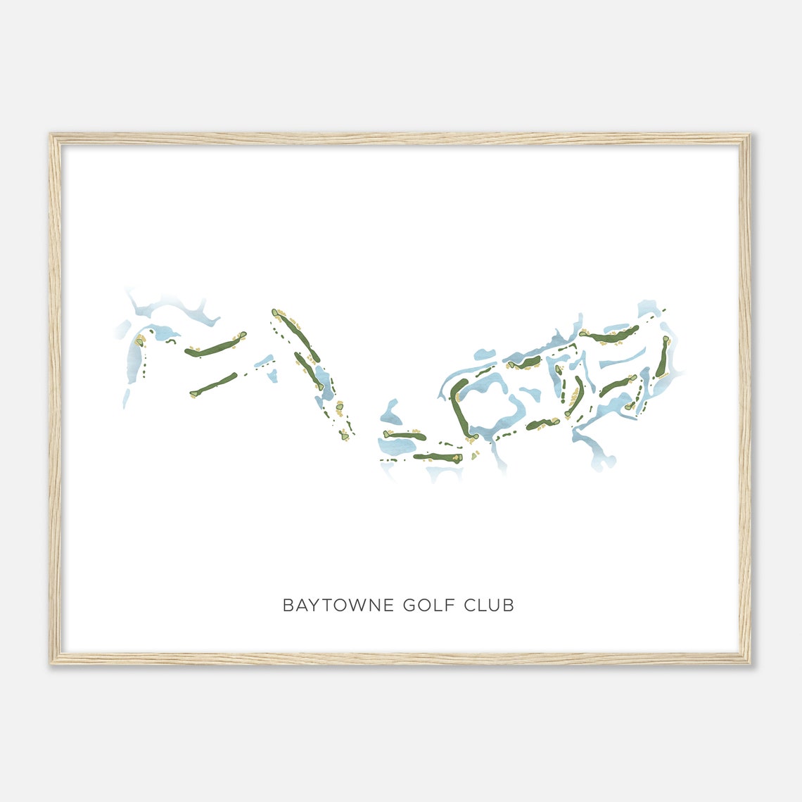 Baytowne Golf Club Florida Modern Watercolor Golf Map Poster - Image 2