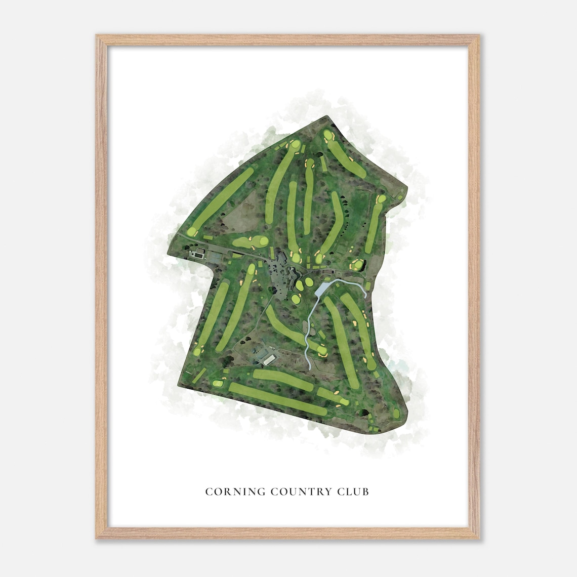 Corning Country Club, Classic Watercolor Map Art Print - Image 2
