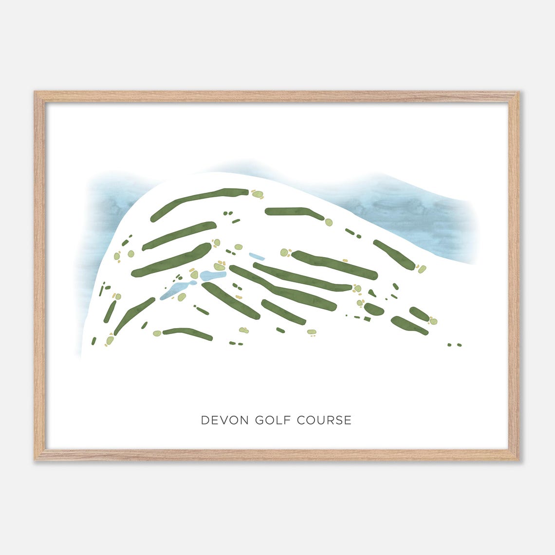 Devon Golf Course Modern Minimalist Watercolor Golf Map Poster