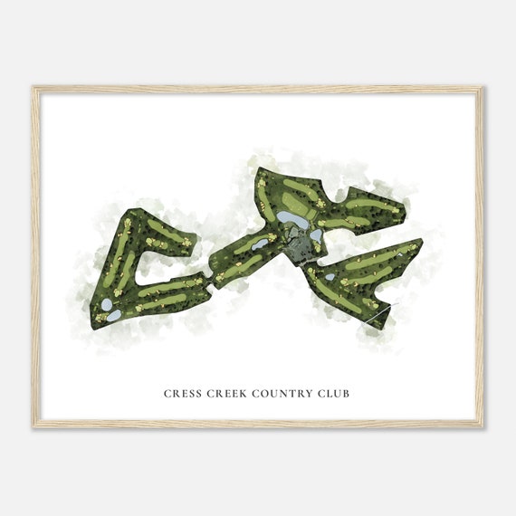 Cress Creek Country Club Illinois Classic Watercolor Map Golfer Gift Golf Wall Art Golf Poster Print Course Layout