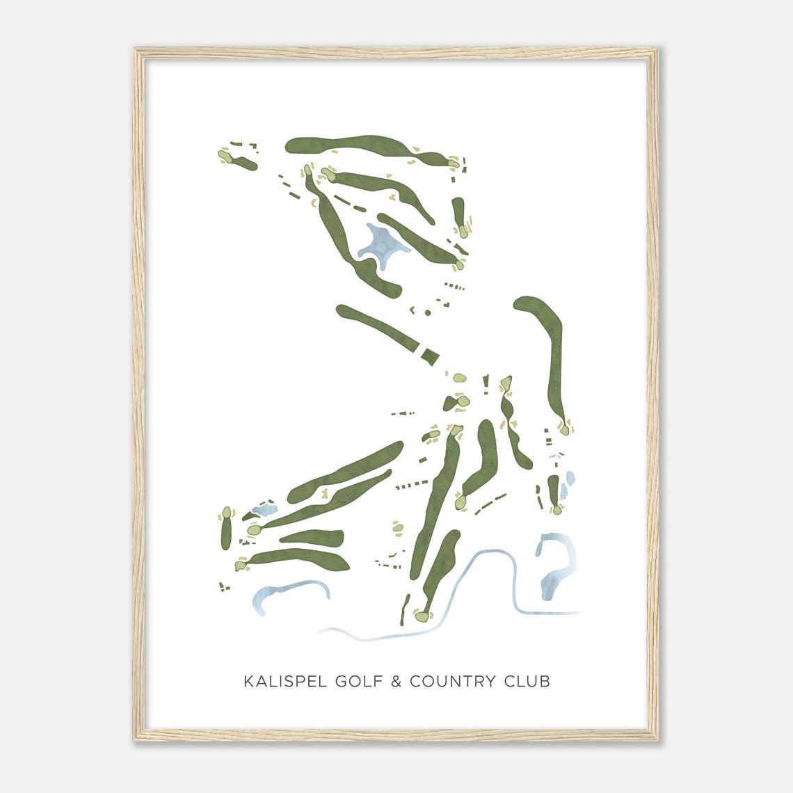 Kalispel Golf & Country Club Modern Watercolor Golf Course Map Poster - Image 2