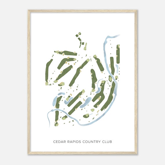 Cedar Rapids Country Club Iowa Modern Watercolor Map Golfer Gift Golf Wall Art Golf Poster Print Course Layout