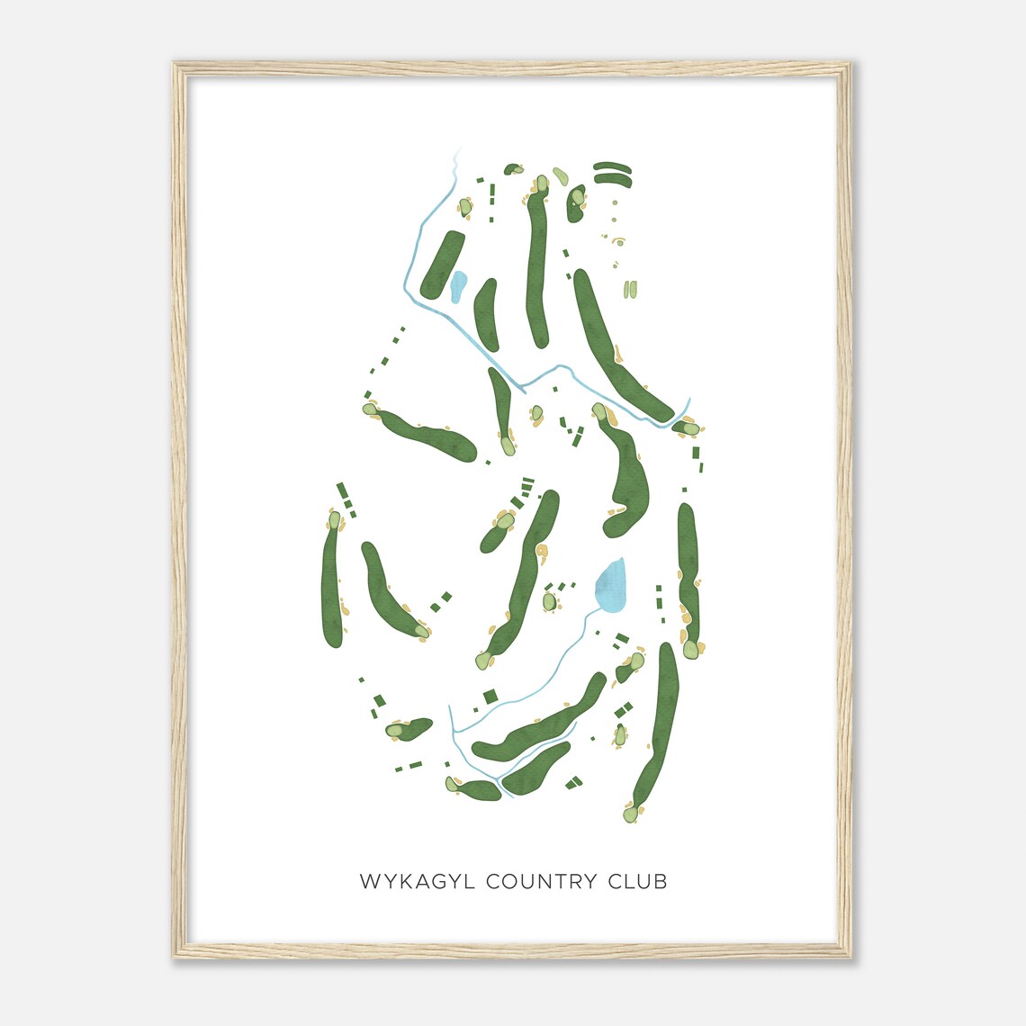Wykagyl Country Club New York Modern Watercolor Golf Course Map Poster
