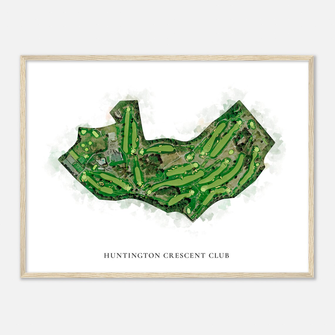 Huntington Crescent Club Classic Watercolor Golf Course Map Poster - Image 2