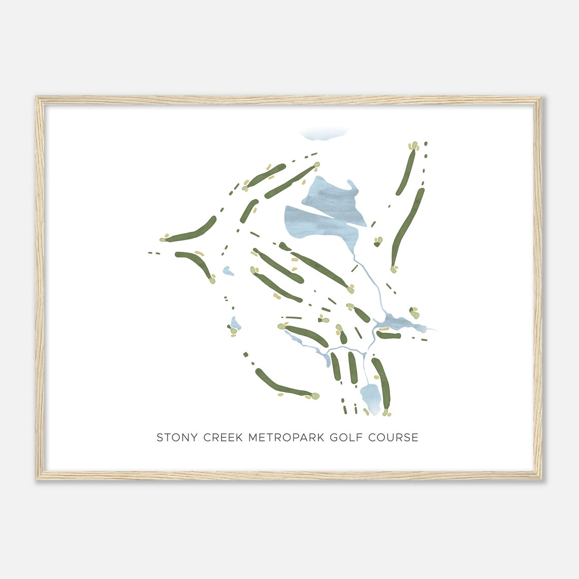Stony Creek Metropark Golf Course Modern Watercolor Map Art Poster - Image 2