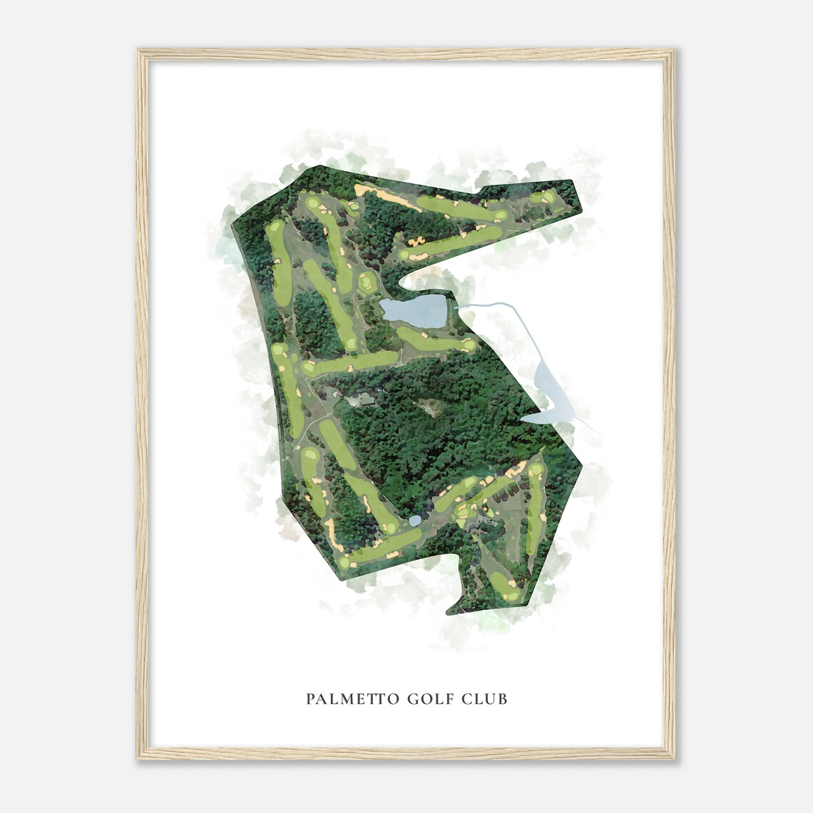 Palmetto Golf Club Classic Aerial Watercolor Course Map Poster - Image 2