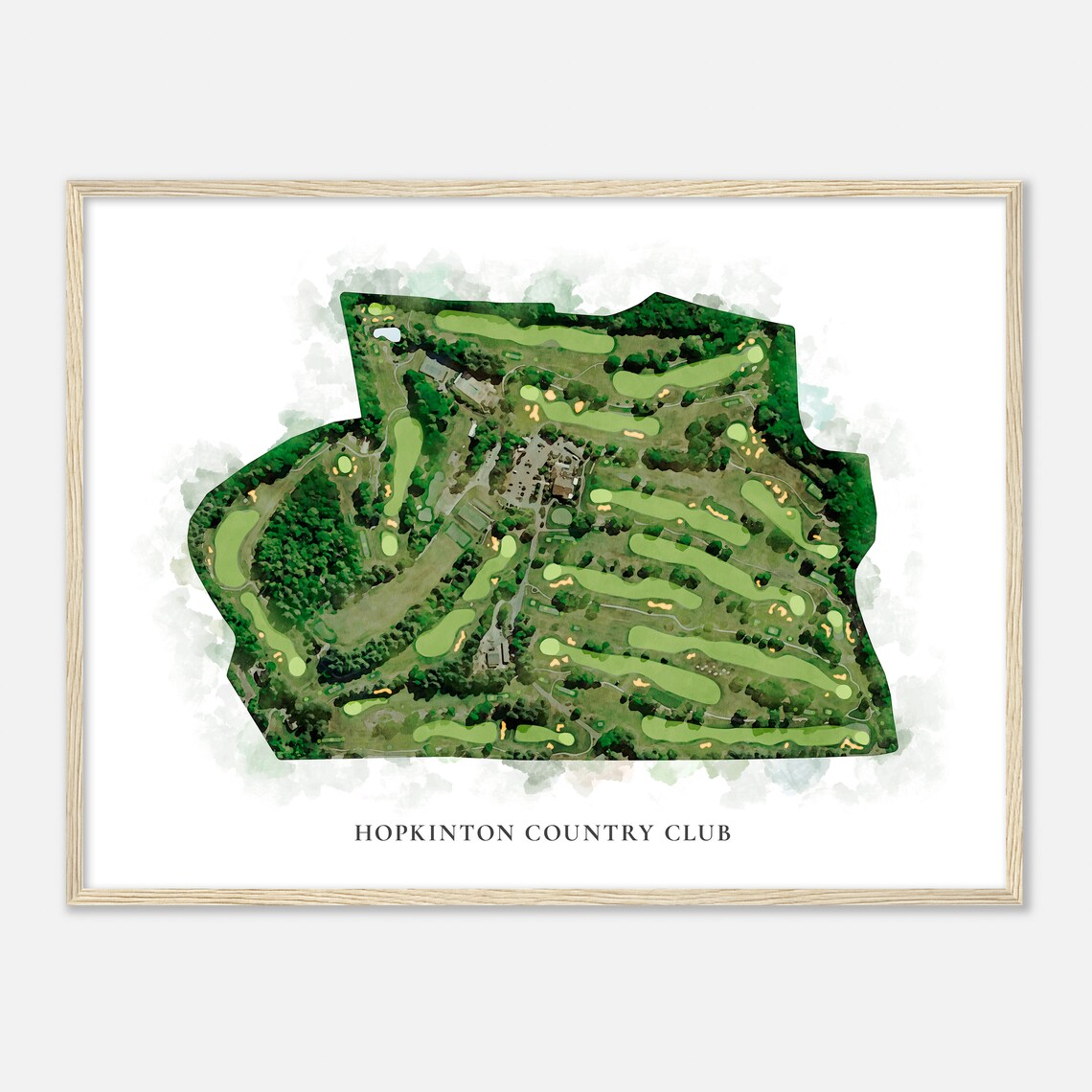 Hopkinton Country Club Classic Aerial Watercolor Golf Poster