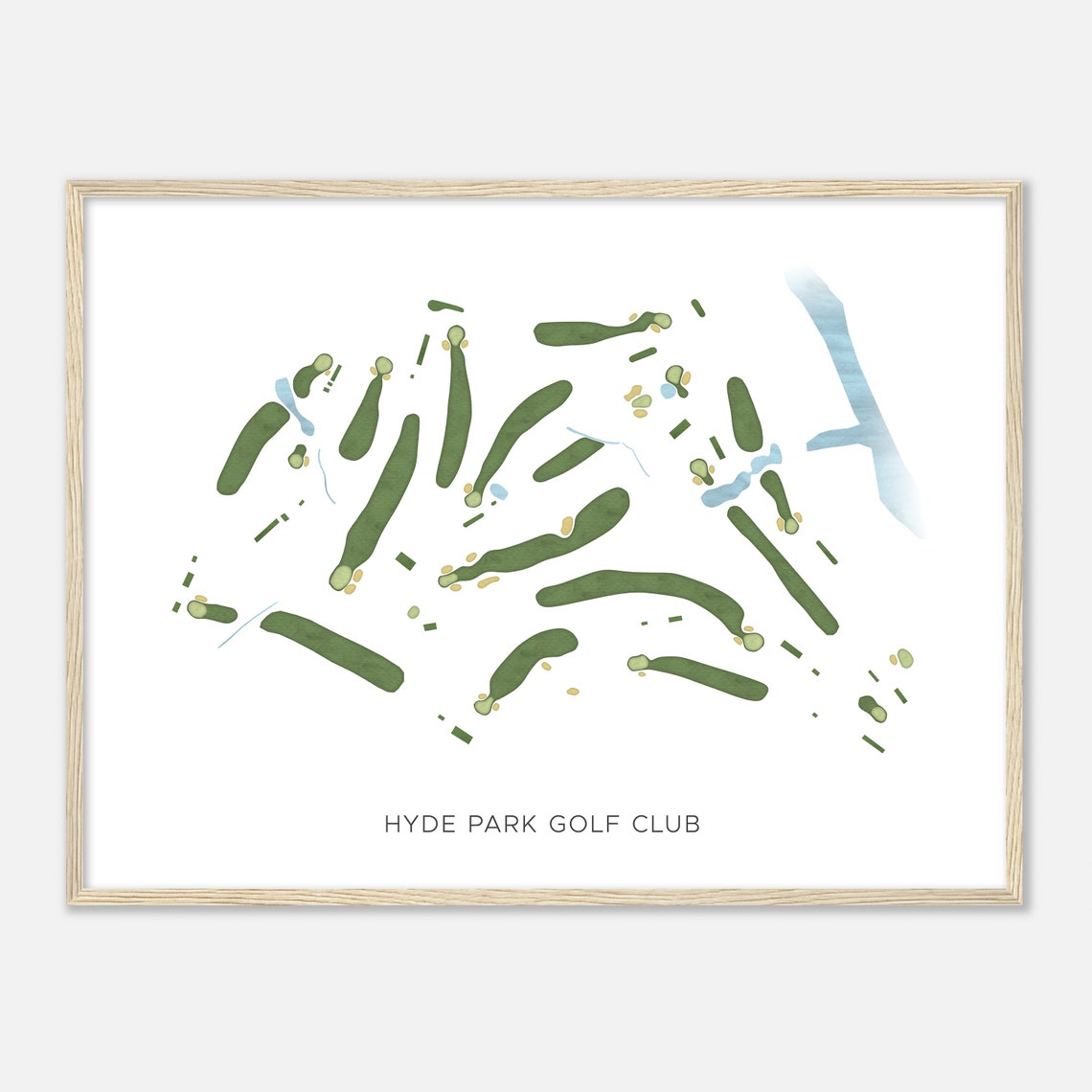 Hyde Park Golf Club Florida Modern Watercolor Course Map Poster