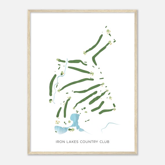 Iron Lakes Country Club Pennsylvania Modern Watercolor Map Golfer Gift Golf Wall Art Golf Poster Print Course Layout