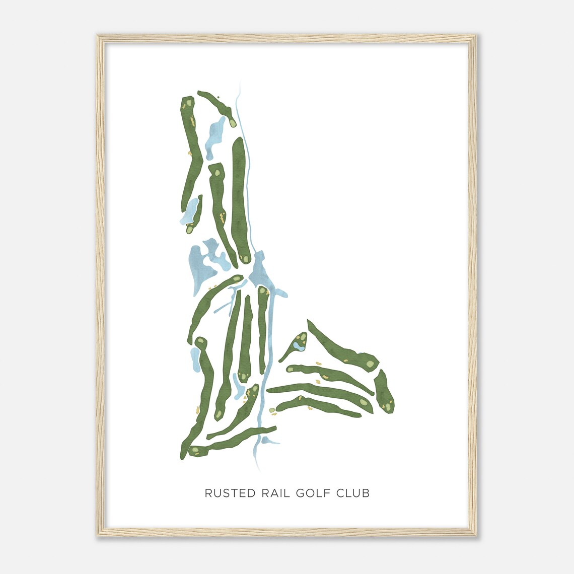 Rusted Rail Golf Club Texas Modern Watercolor Golf Map Poster - Image 2