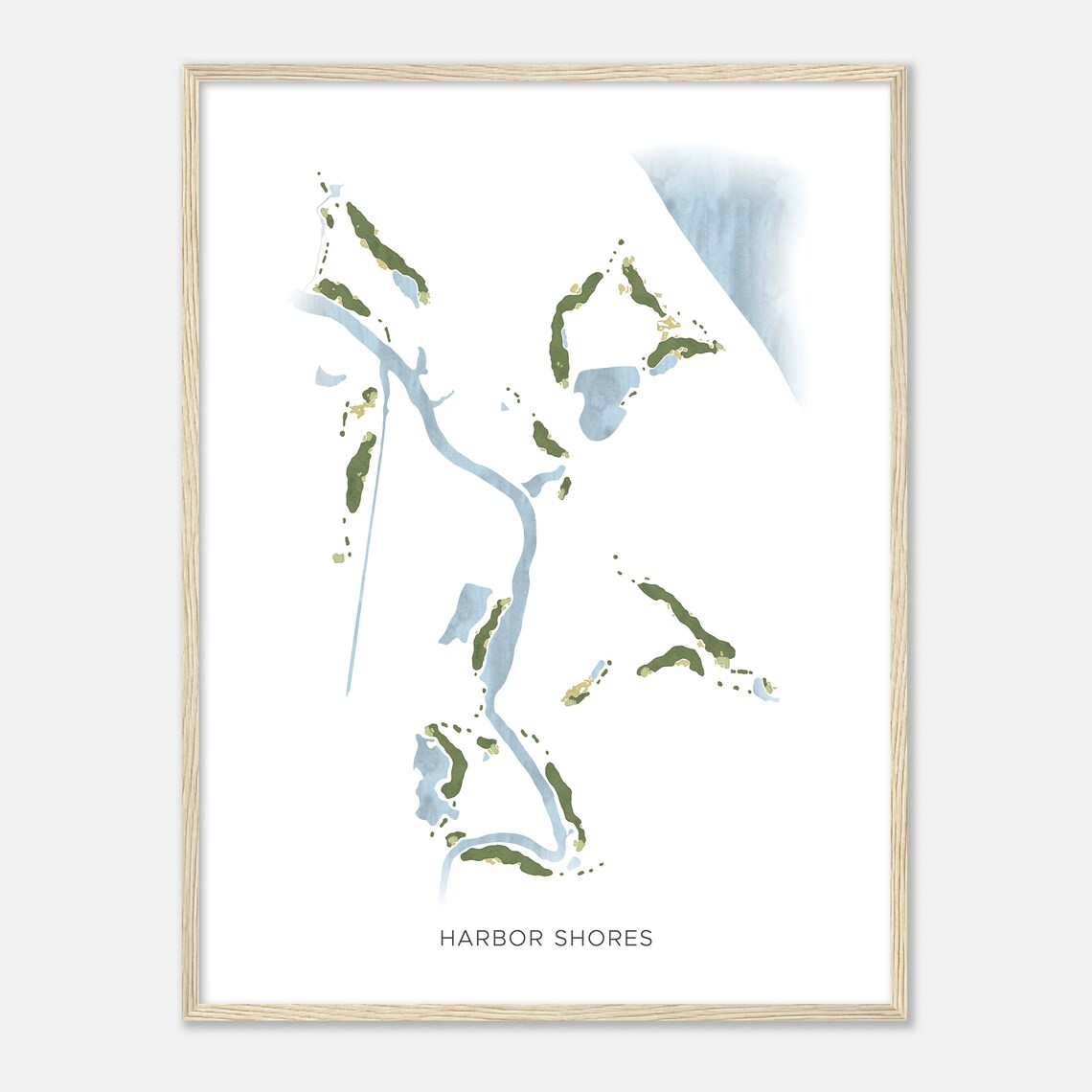 Harbor Shores Michigan Modern Watercolor Map Golfer Gift Golf Wall Art Golf Poster Print Course Layout - Image 2