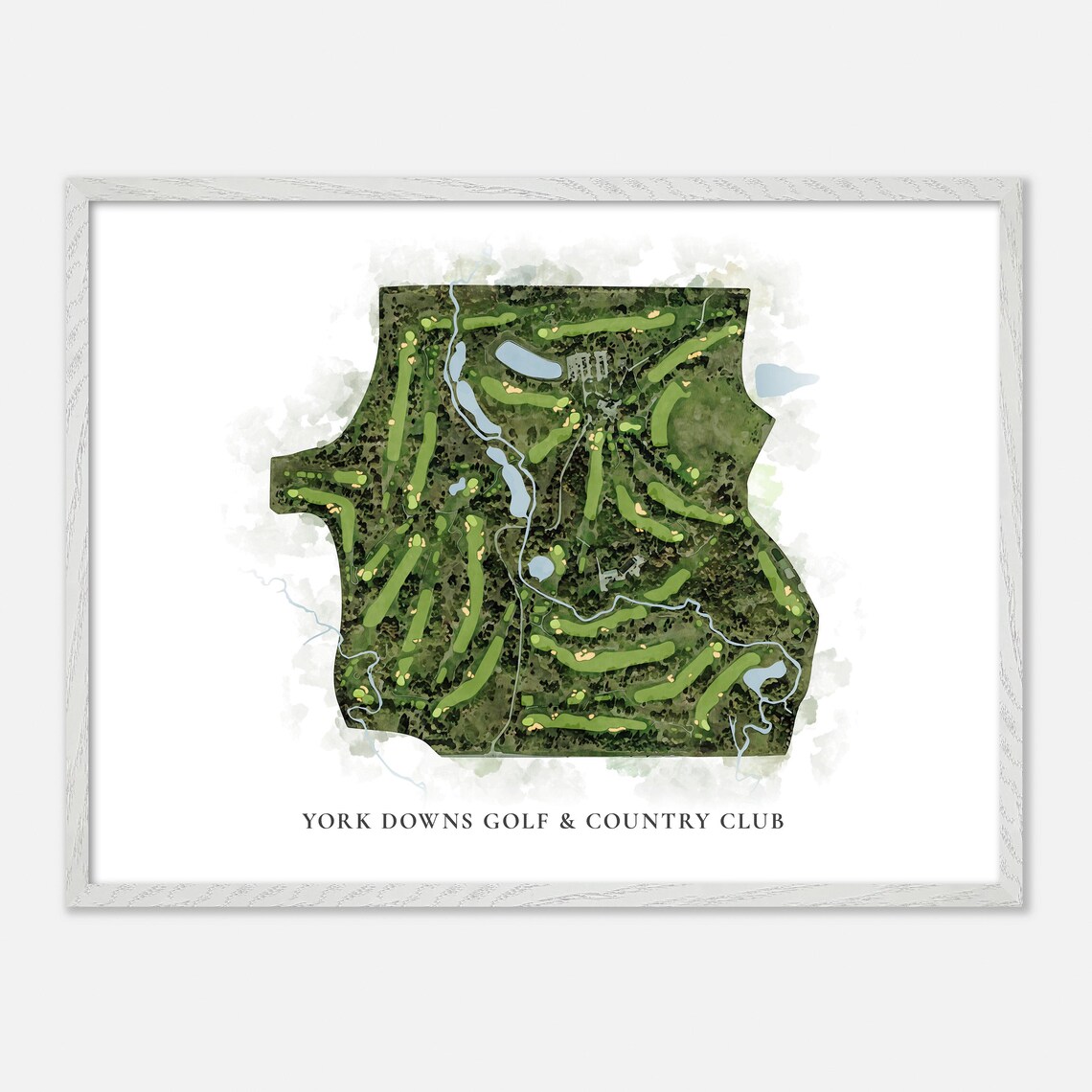 York Downs Golf & Country Club Classic Aerial Watercolor Golf Map Poster - Image 3