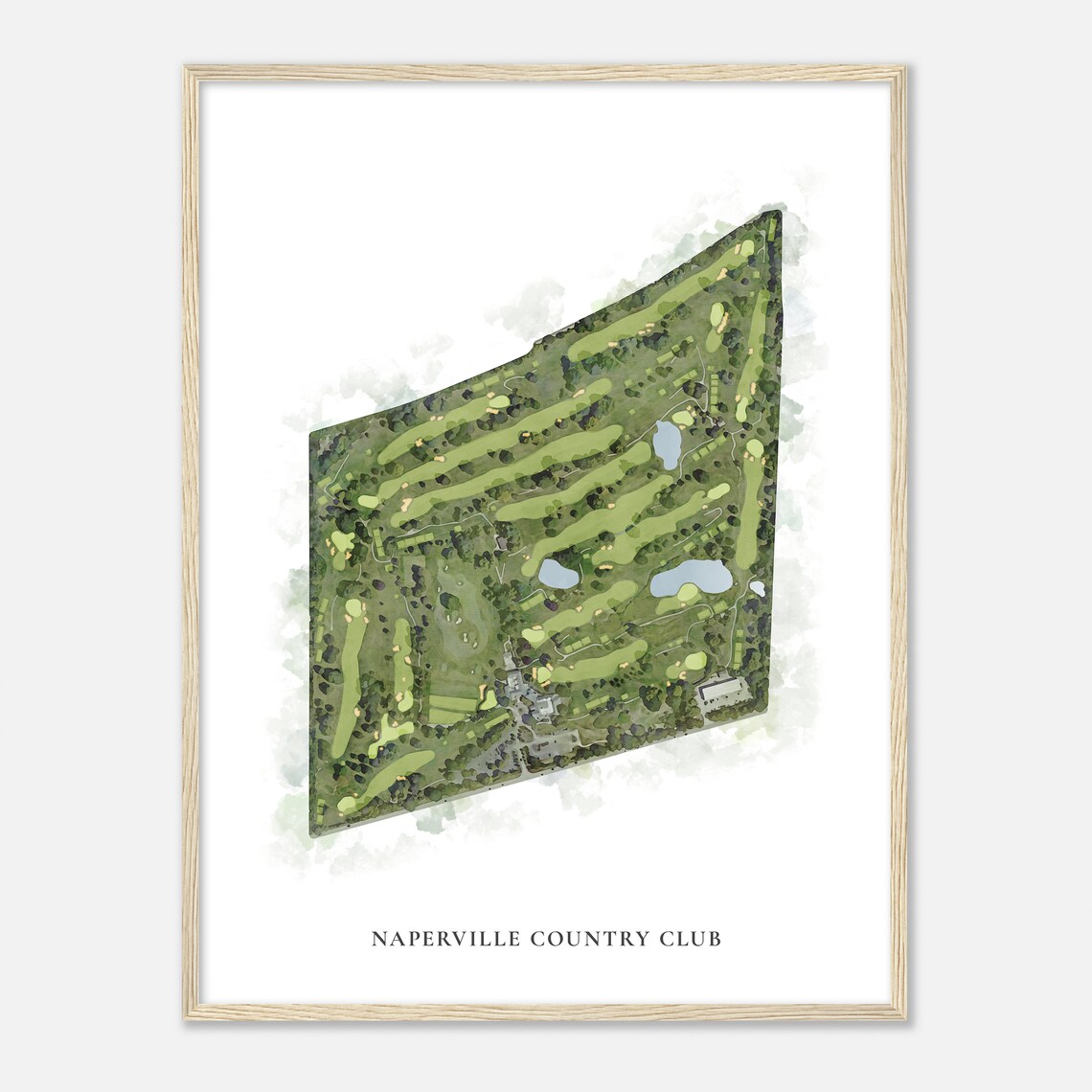 Naperville Country Club Classic Watercolor Golf Course Map Poster - Image 2